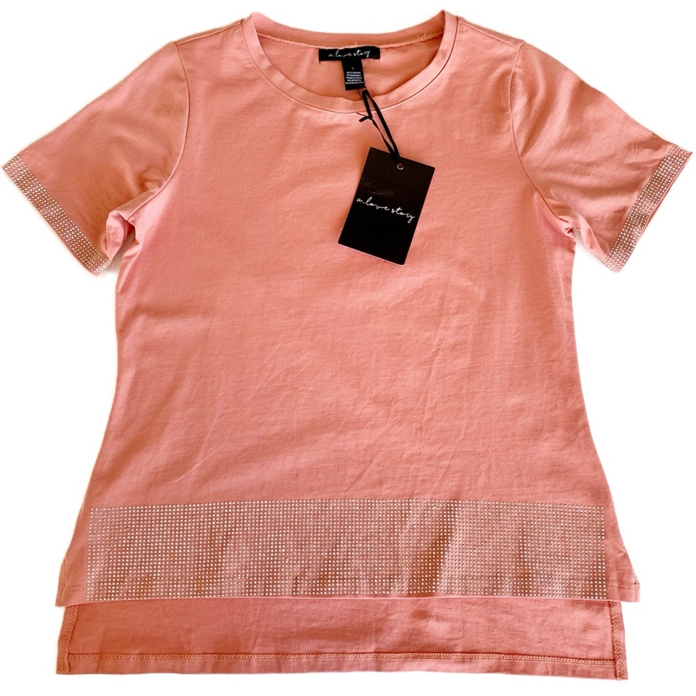 A Love Story Crystal Embellished T-Shirt Size Small